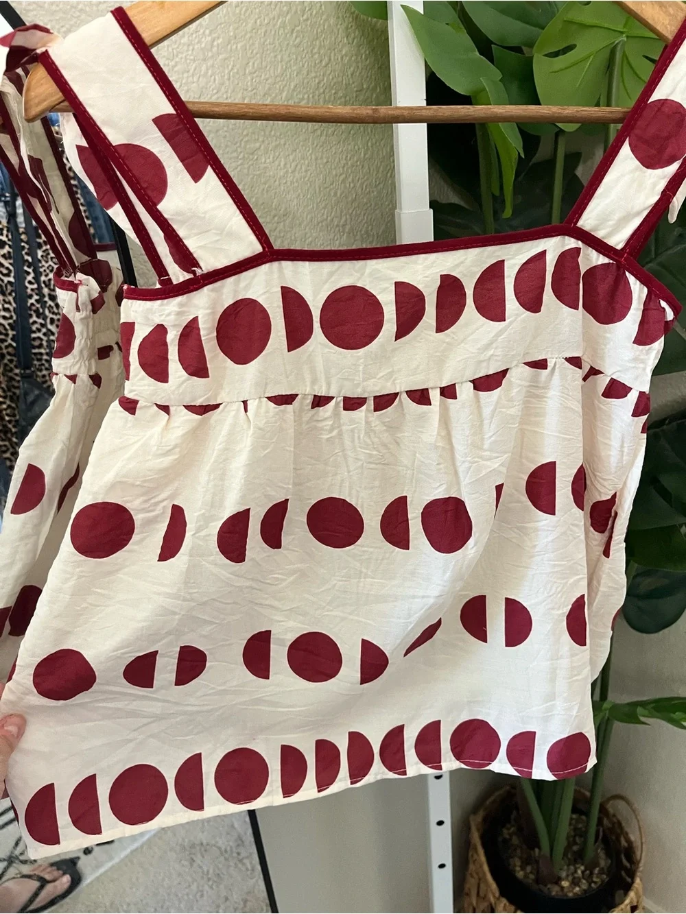 Zara Polka Dot Tie Strap Crop Top Size Medium NWT |Red & White Summer Blouse - Picture 4 of 7